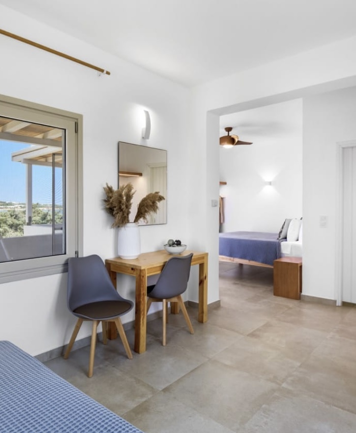 Dining nook with view through to the bedroom
