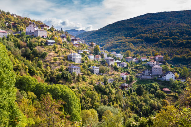 Hillside view of Galichnik village in Mavrovo National Park
