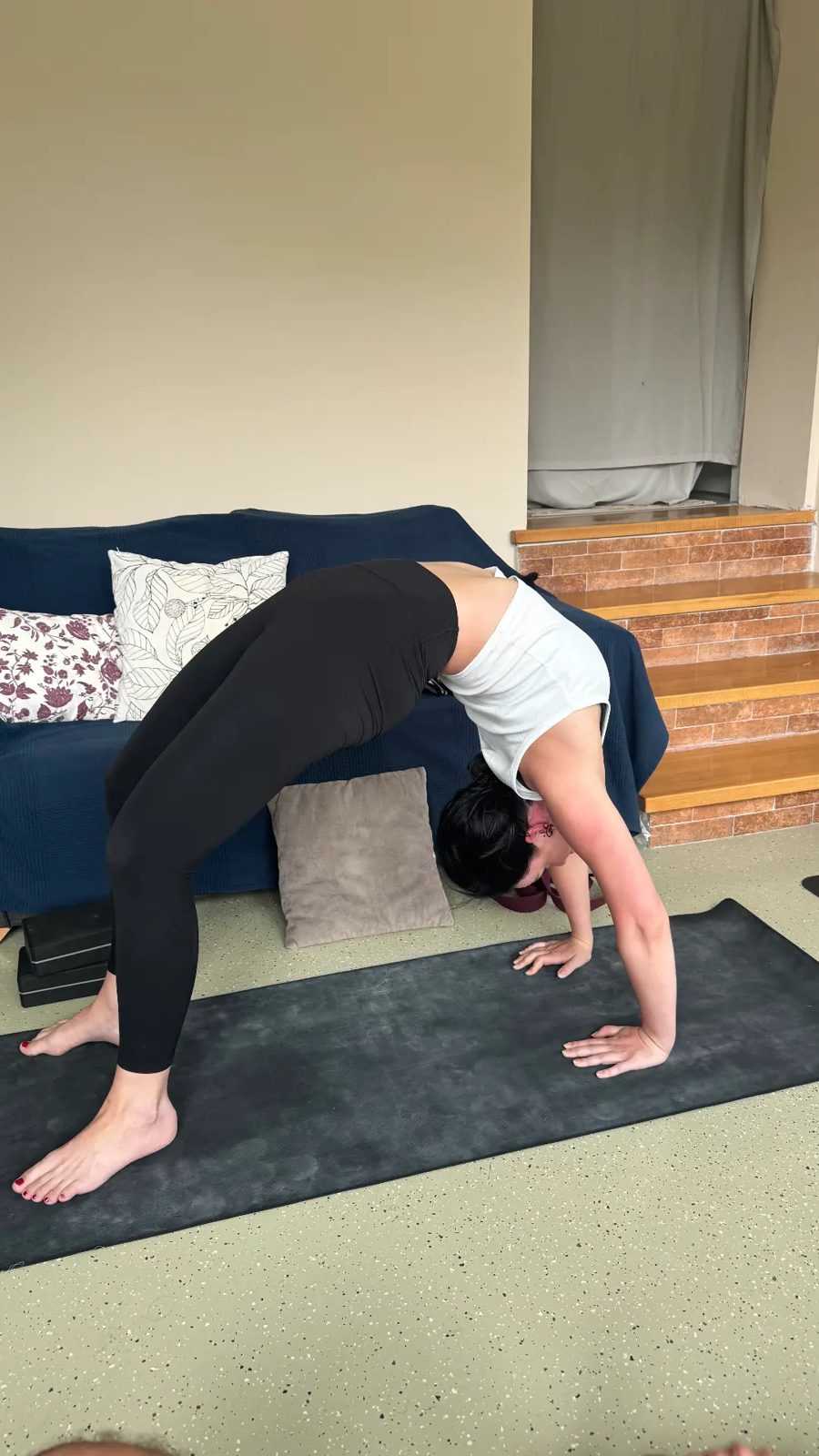 Backbend practice on the mat