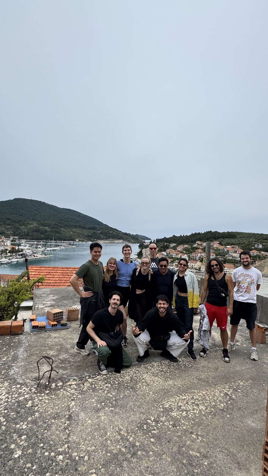 Group photo overlooking Korčula harbor